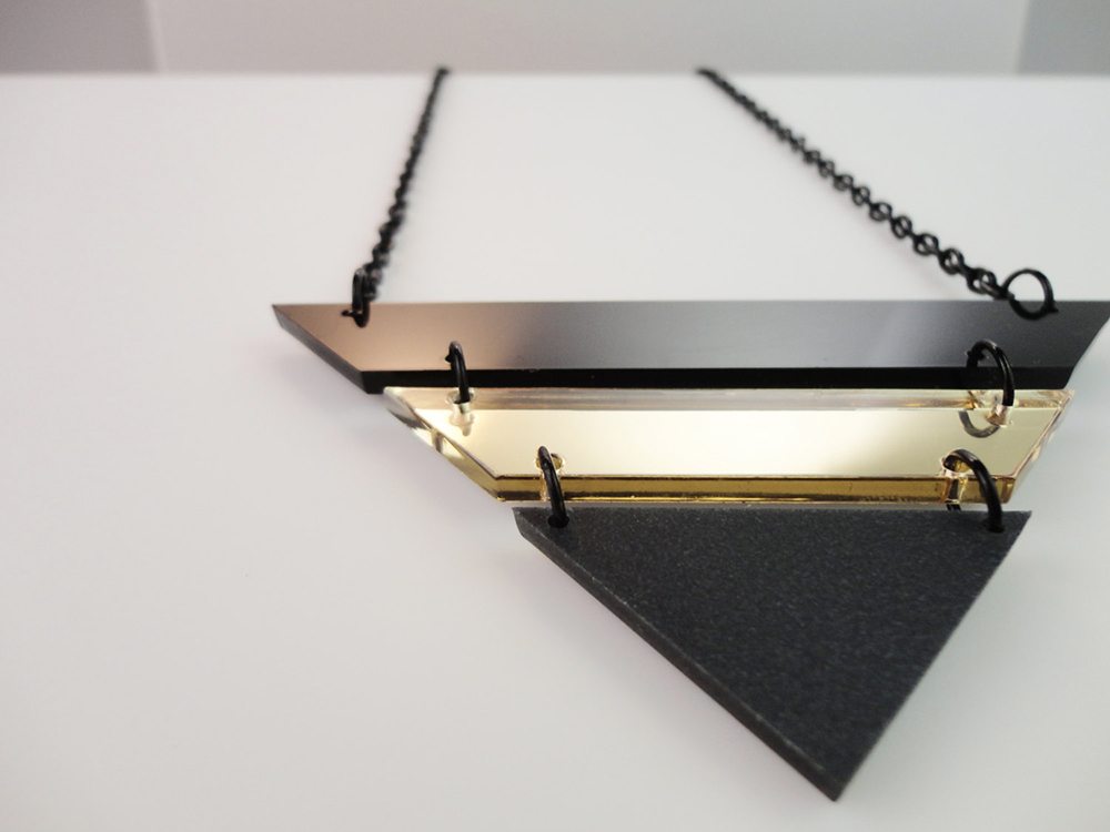 Black Gold Triangle Necklace 2