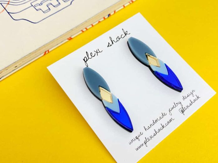 chic blue plexiglass earrings