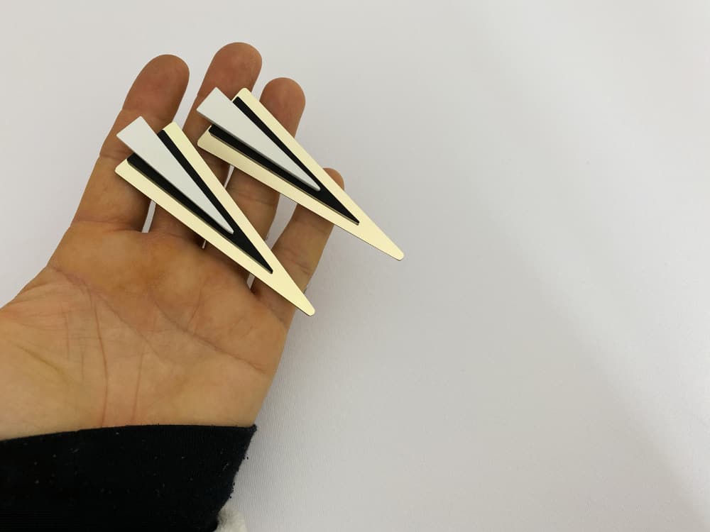 experimental triangle earrings by plexishock jewelry