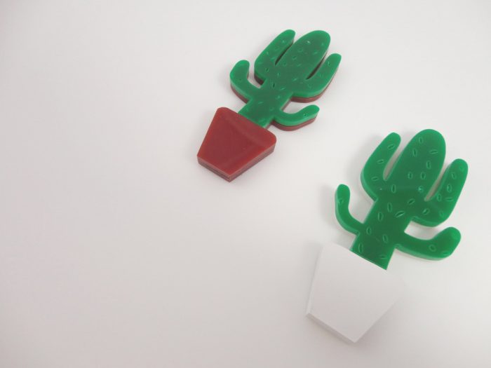 plexiglass cactus brooch