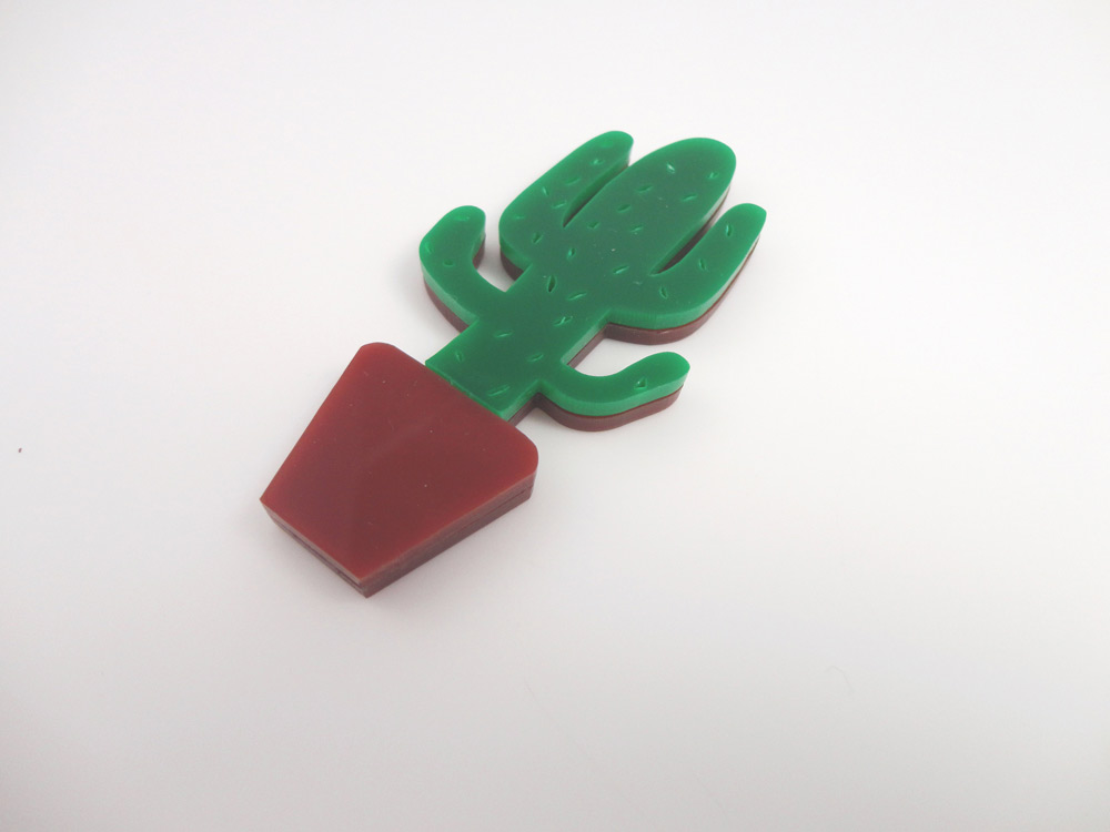 Plexiglass Cactus Brooch 1