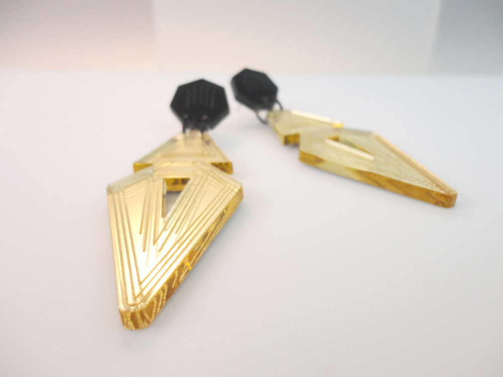acrylic gold stud earrings