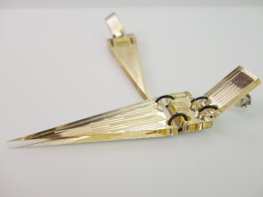 gold mirrored plexiglass earrings