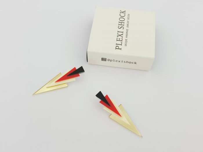 colorful triangle plexiglass earrings by plexi shock italian jewelry design