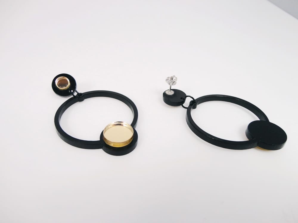 black geometric jewelry dangle earrings