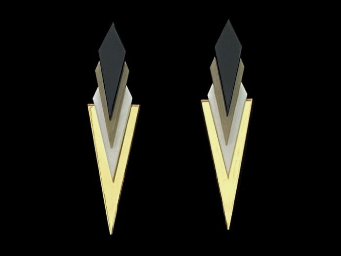 prismatic triangle earrings designed by plexi shock