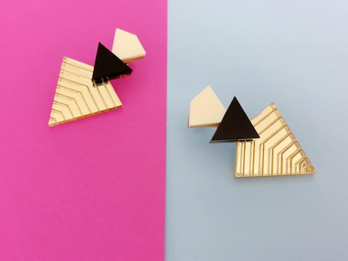 Pyramid Engraved Earrings