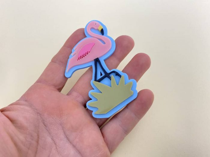 pink flamingo brooch