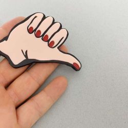 perspex thumb up brooch