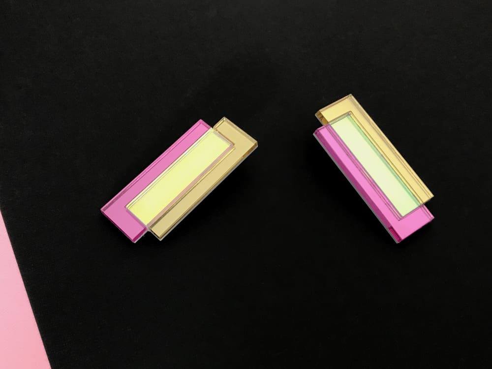 80s Style Contemporary Iridescent Earrings