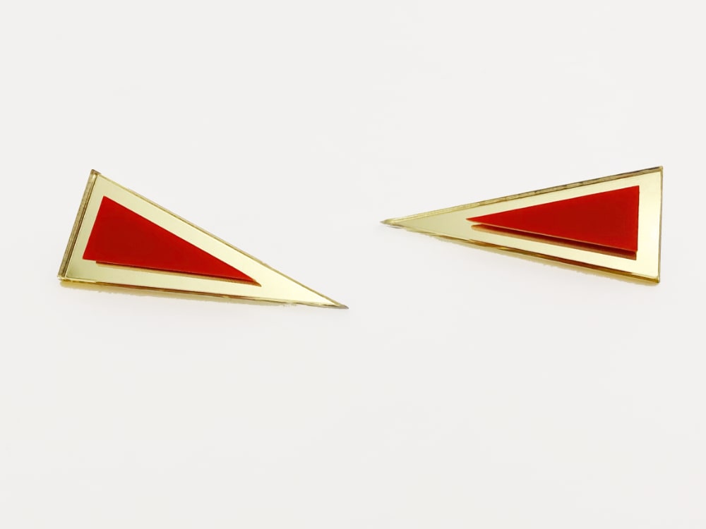 red triangle earrings