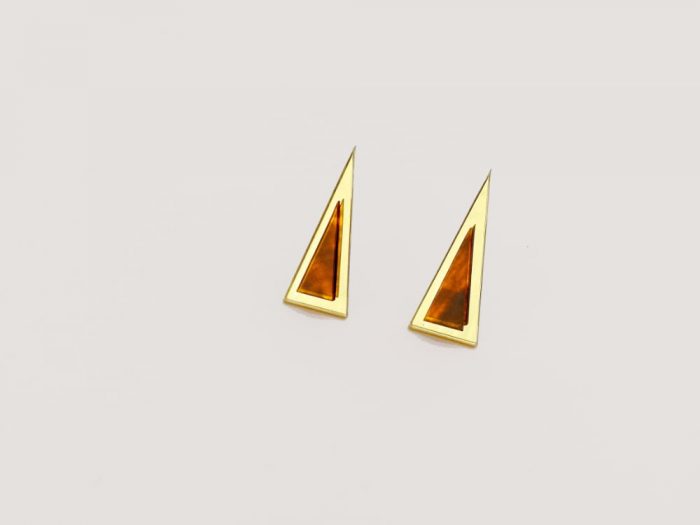 red mirror triangle earrings