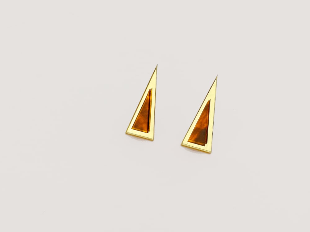 red mirror triangle earrings