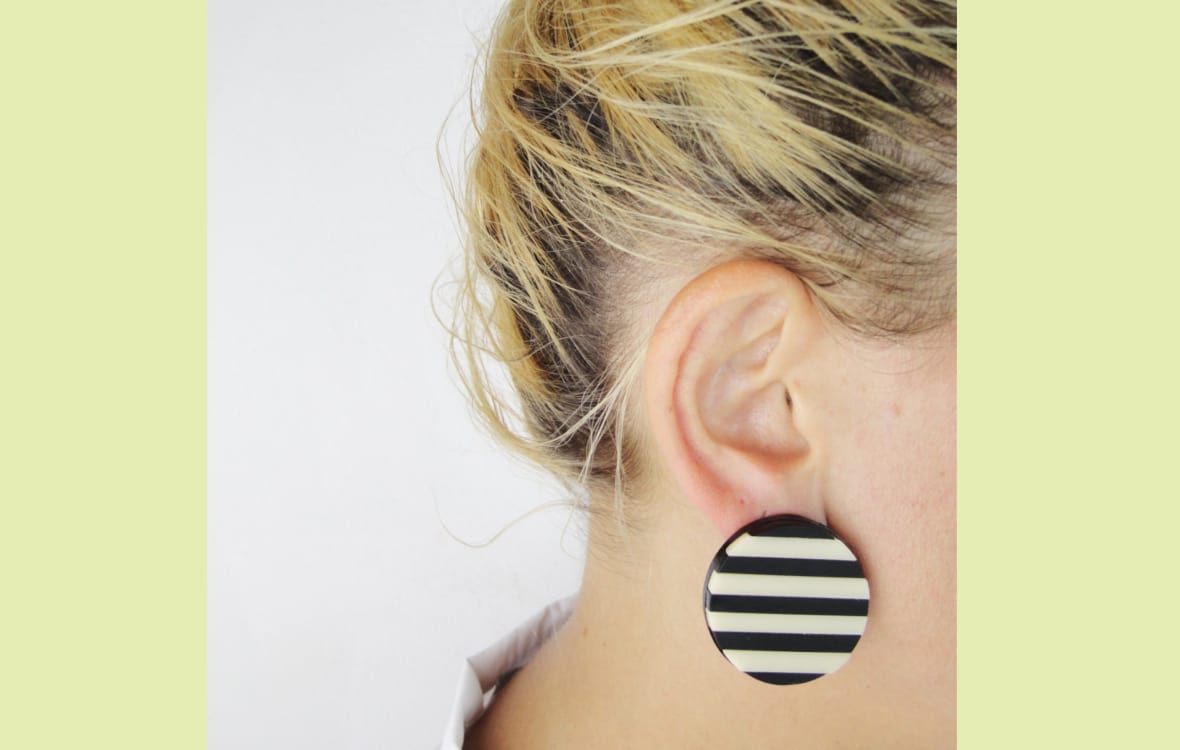 round striped acrylic earrings