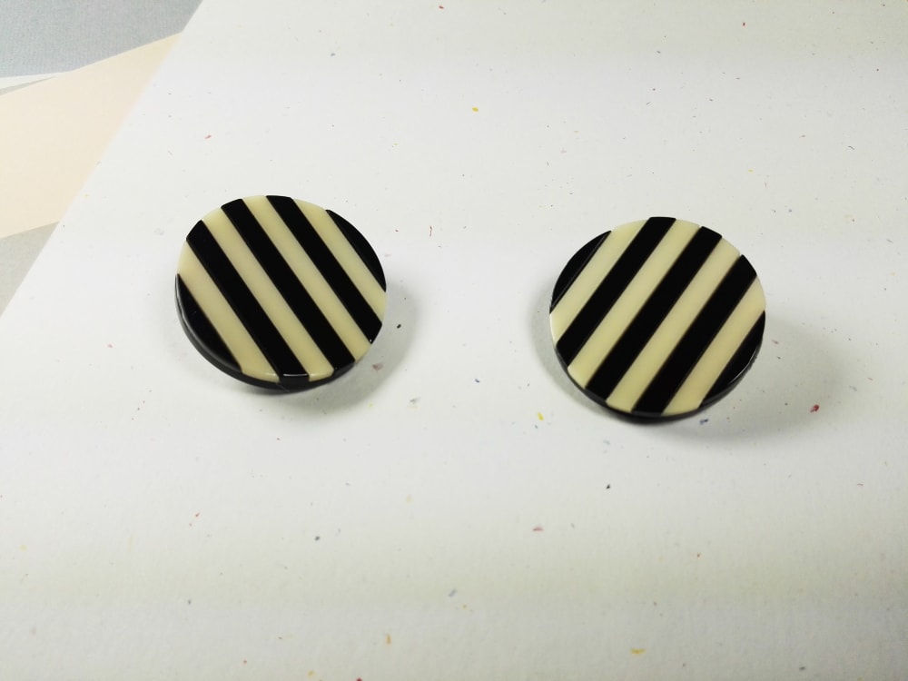 Round Striped Acrylic Earrings 1
