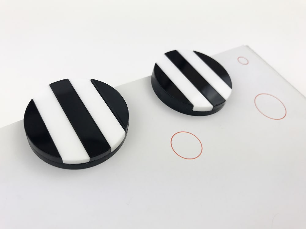 black white acrylic striped earrings