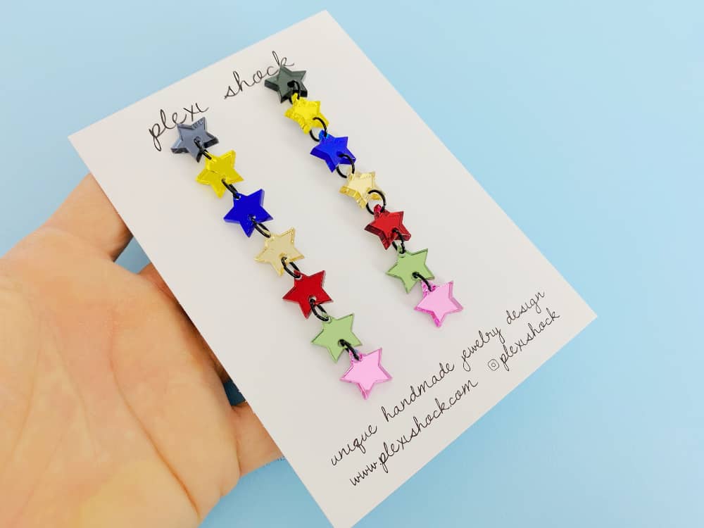 long star chain acrylic earrings