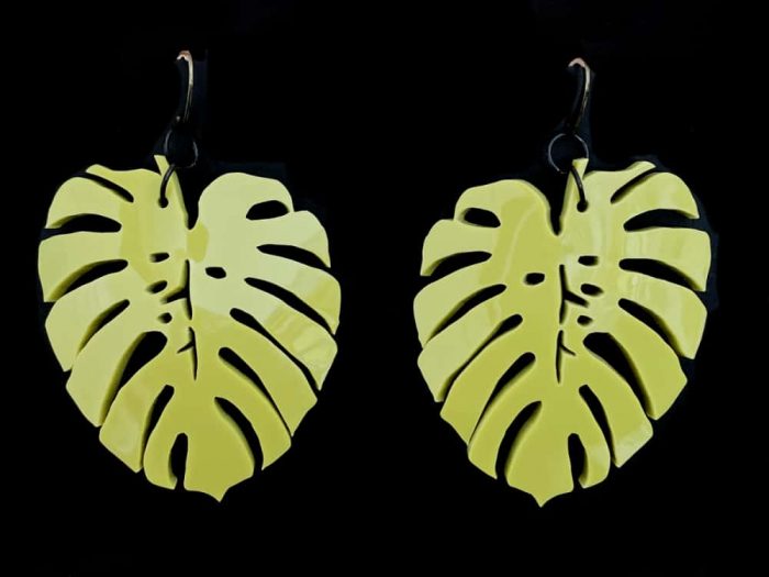 monstera leaf earrings