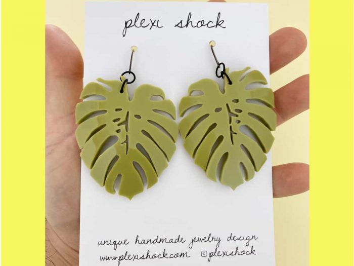 monstera earrings