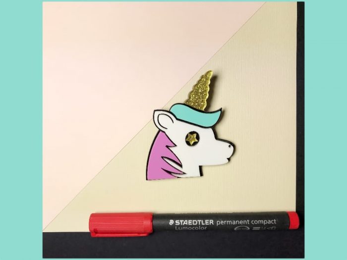 unicorn acrylic brooch