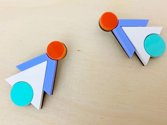Colorful Plexiglass Art Deco Style Earrings
