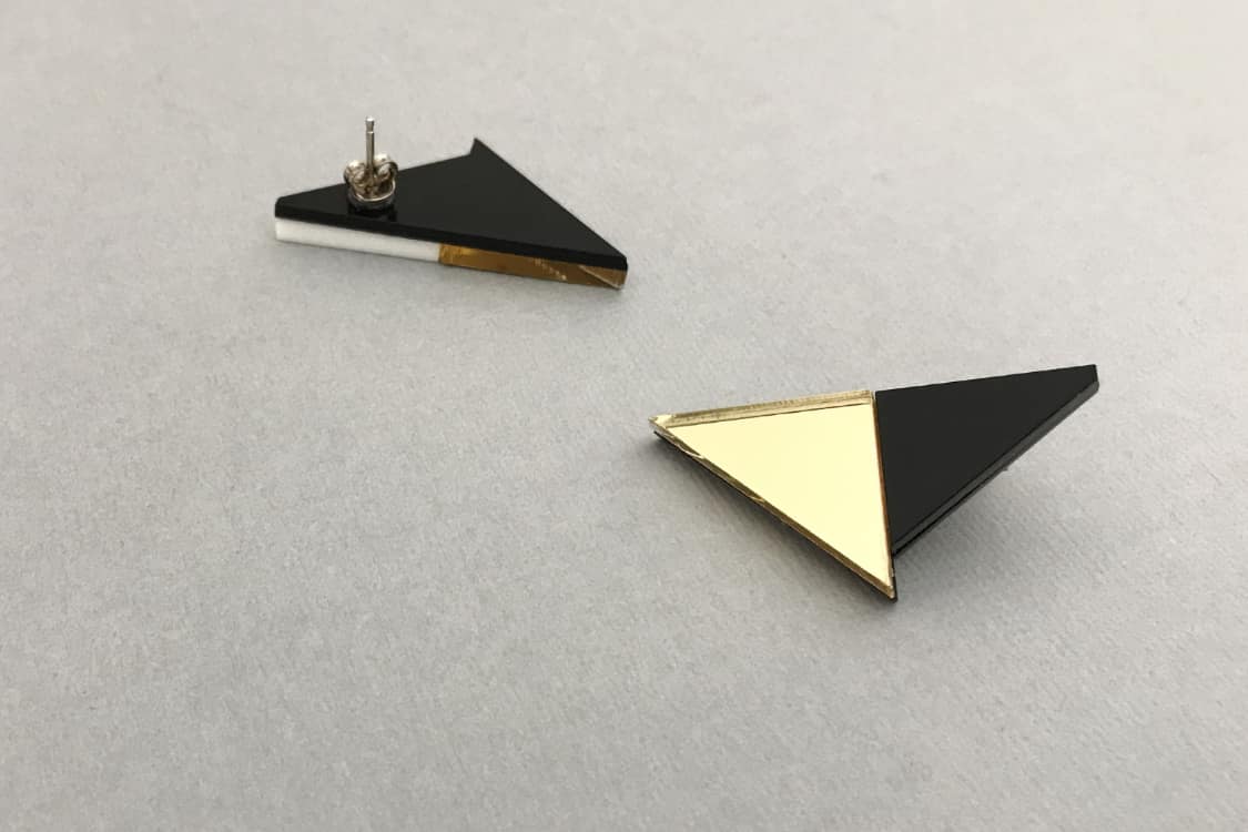 mismatched color triangle earrings