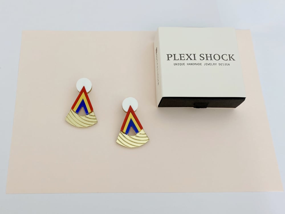 art deco plexiglass earrings by plexi shock italian design