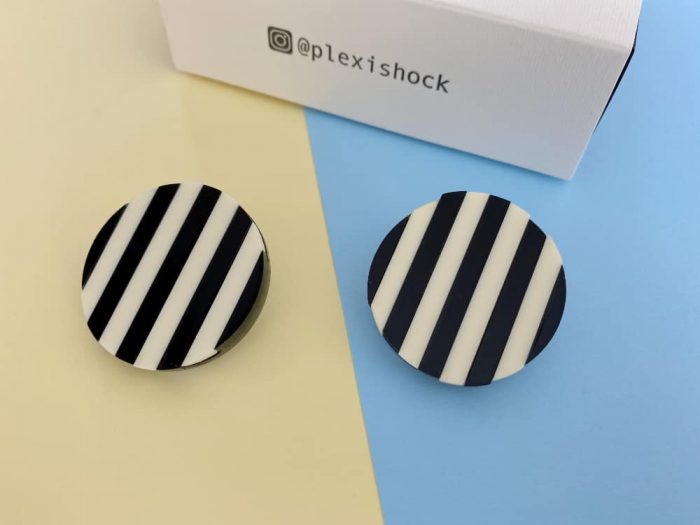 Round Striped Acrylic Earrings