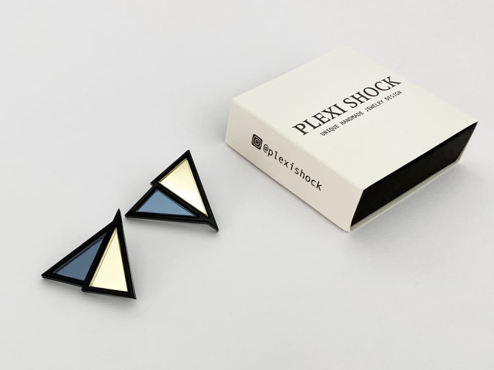 mirrored triangle earrings by plexi shock