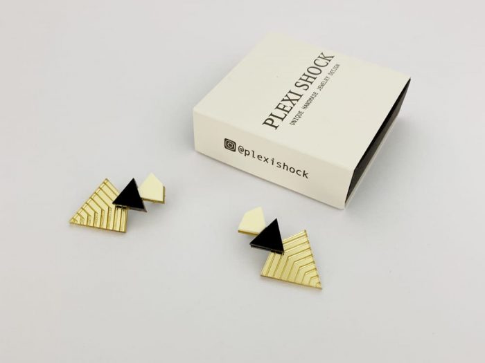 pyramid engraved earrings