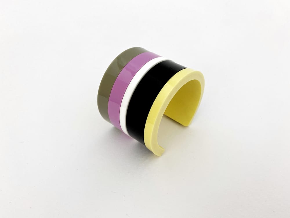 yellow plexiglass striped bracelet
