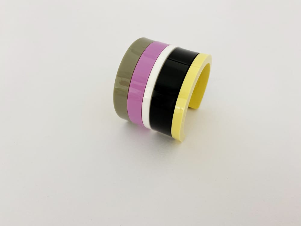 yellow striped bracelet by plexi shock