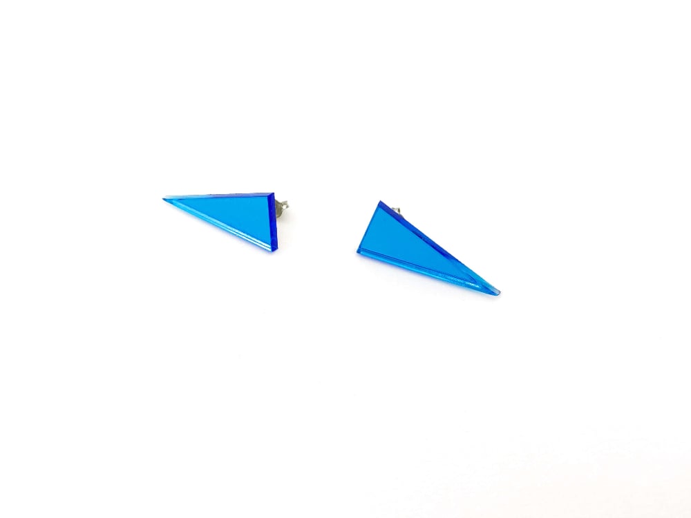 light blue triangle earrings