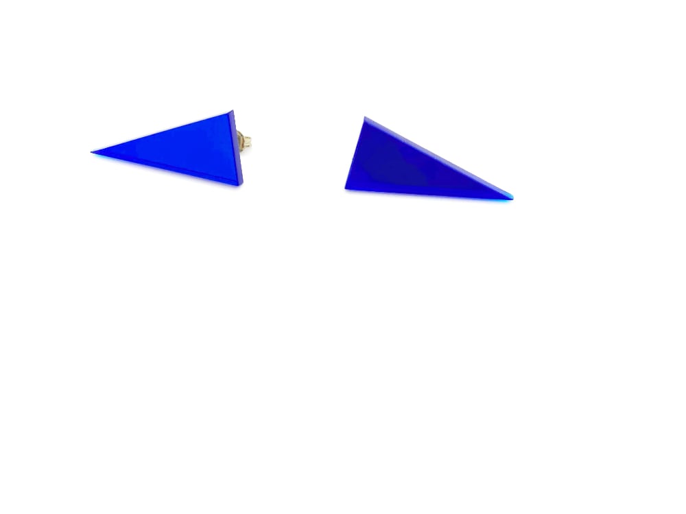 electric blue triangle earrings