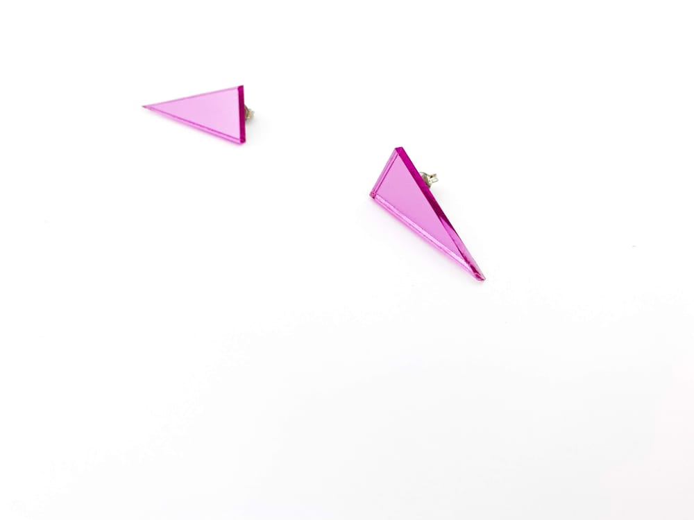 pink triangle earrings