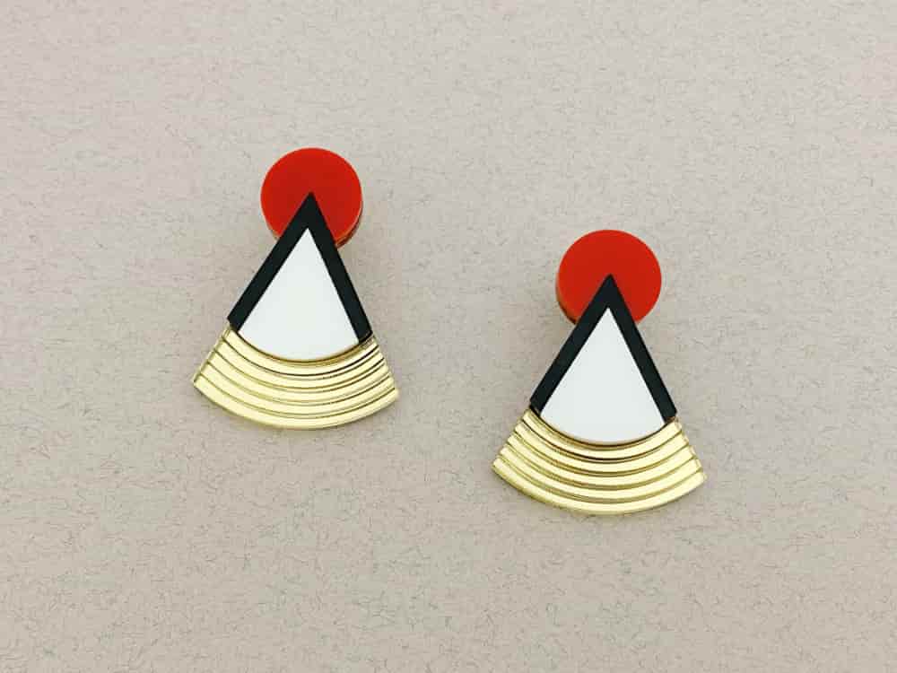 art deco perspex design earrings