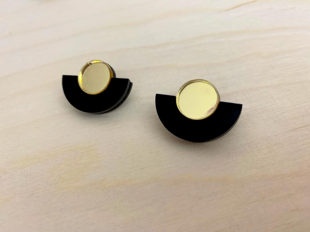 black half moon acrylic earrings