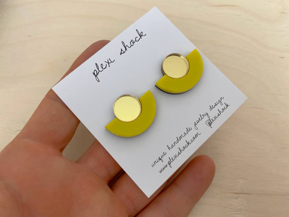 yellow half moon acrylic earrings