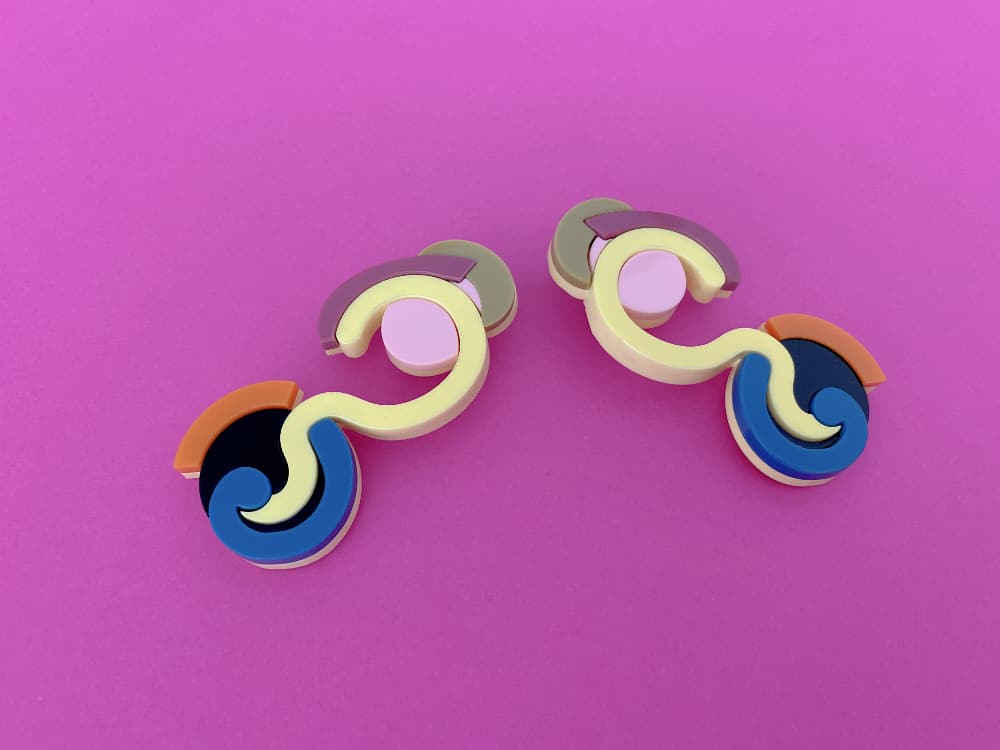 experimental yellow earrings by plexishock design jewelry