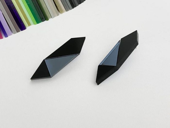 black perspex irregular earrings