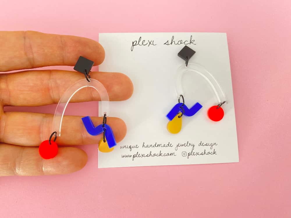 acrylic design arc earrings