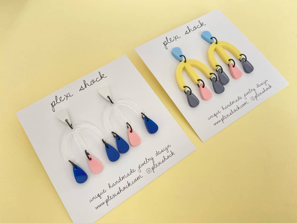 three way bow acrylic earrings