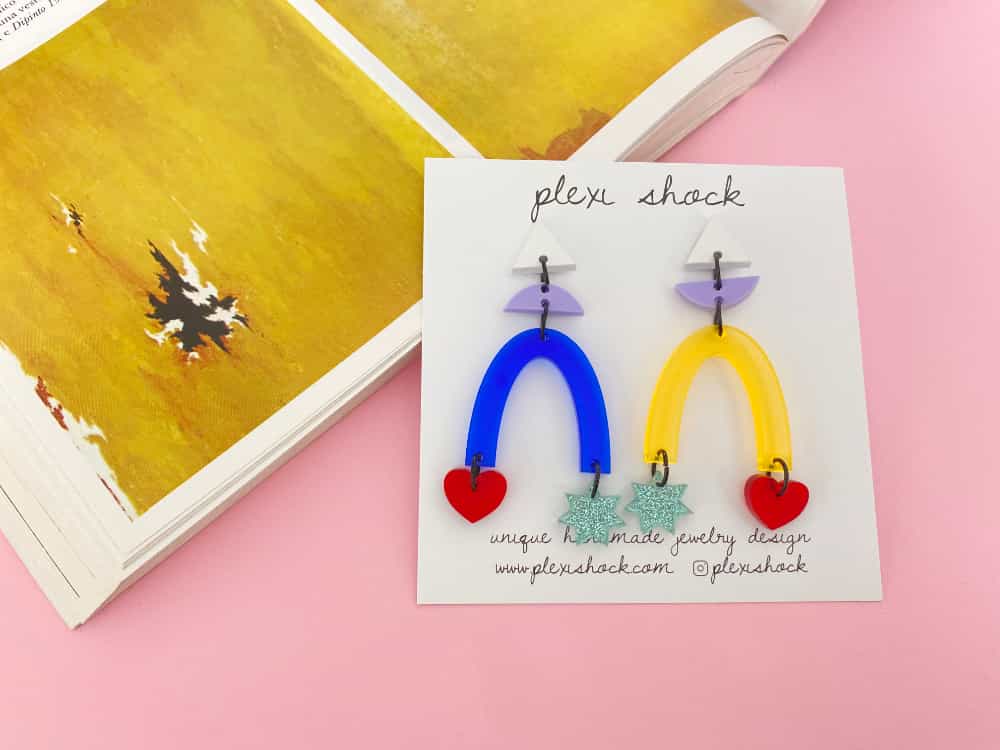 asymmetric color earrings by plexi shock