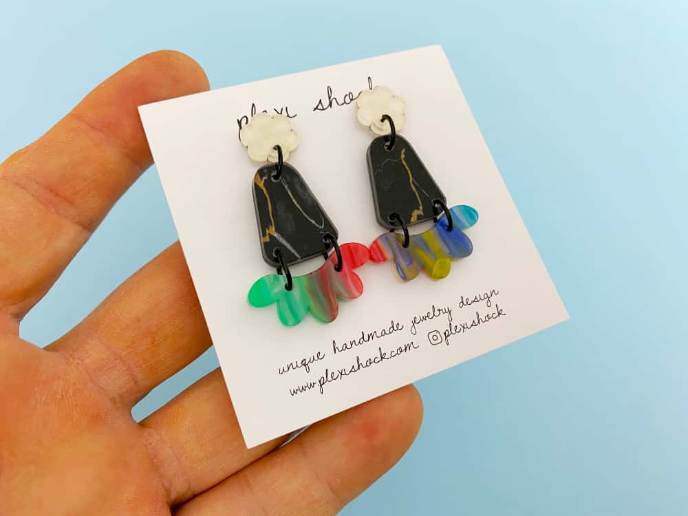 colorful acrylic earrings by plexi shock