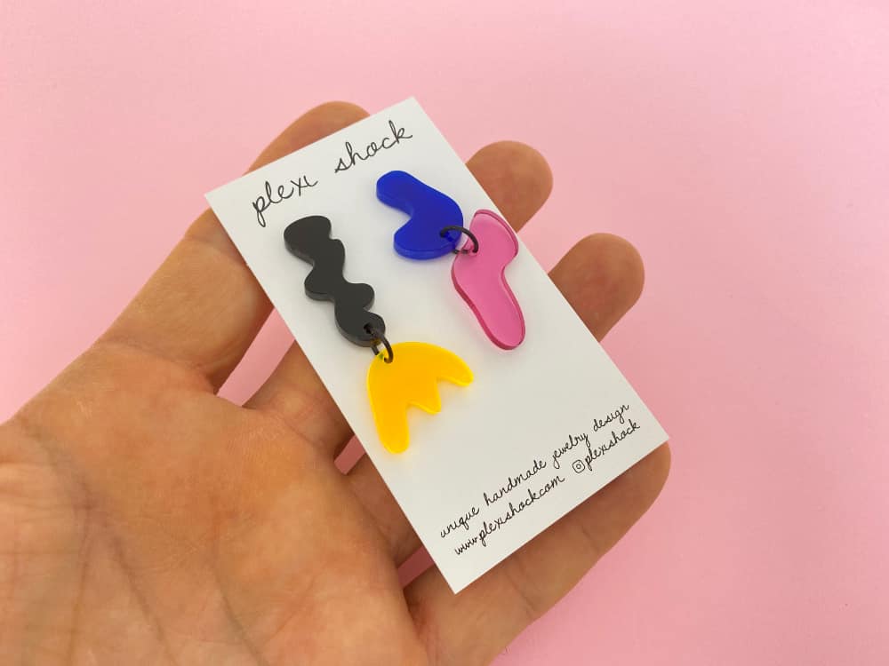 colorful asymmetric matisse earrings by plexishock