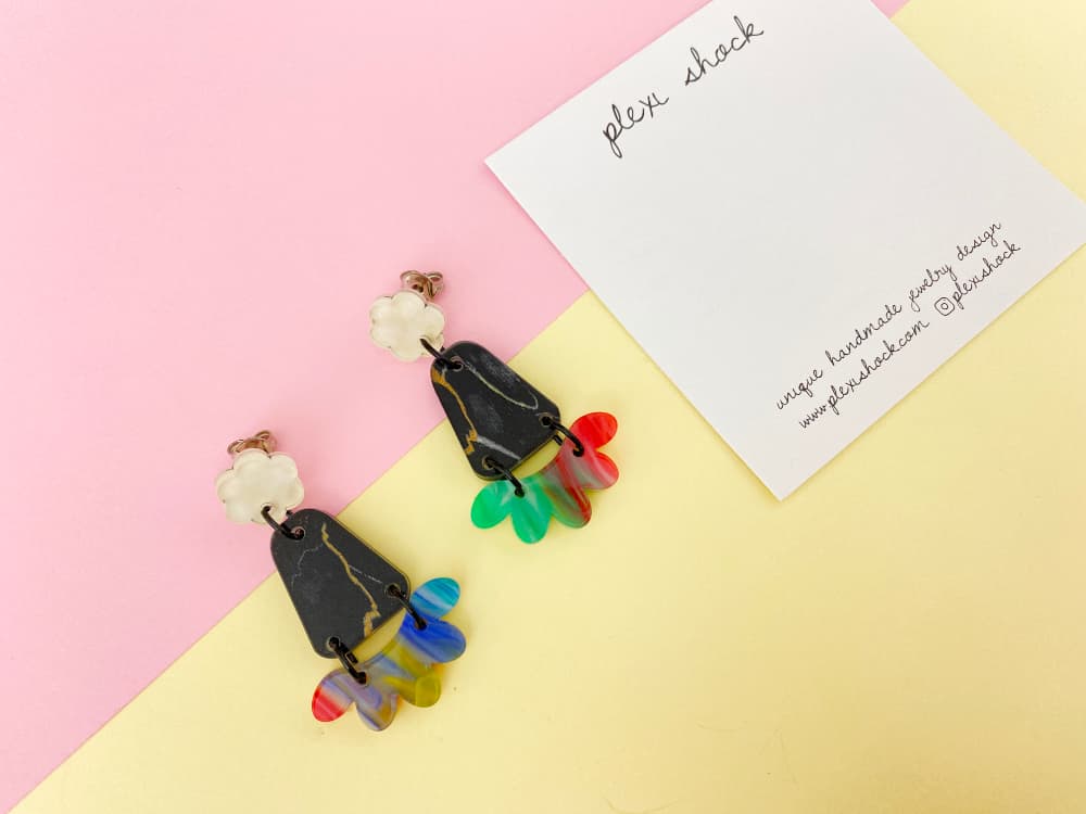colorful dangle perspex earrings by plexi shock