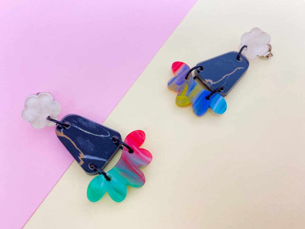colorful geometric earrings by plexi shock italian jewelry designs