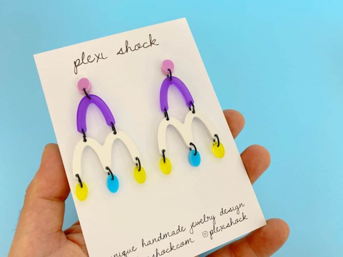 long arc violet drop earrings