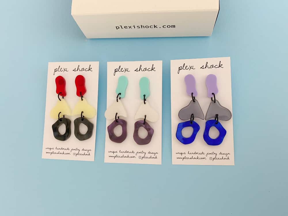 acrylic dangling stud earrings by plexi shock