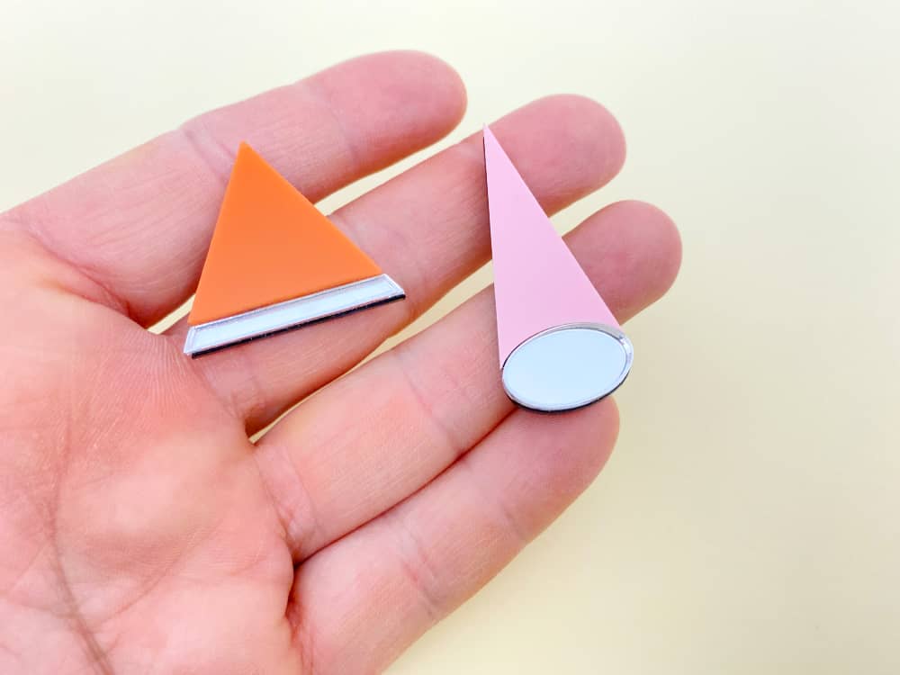 mismatched earrings triangle cone earrings